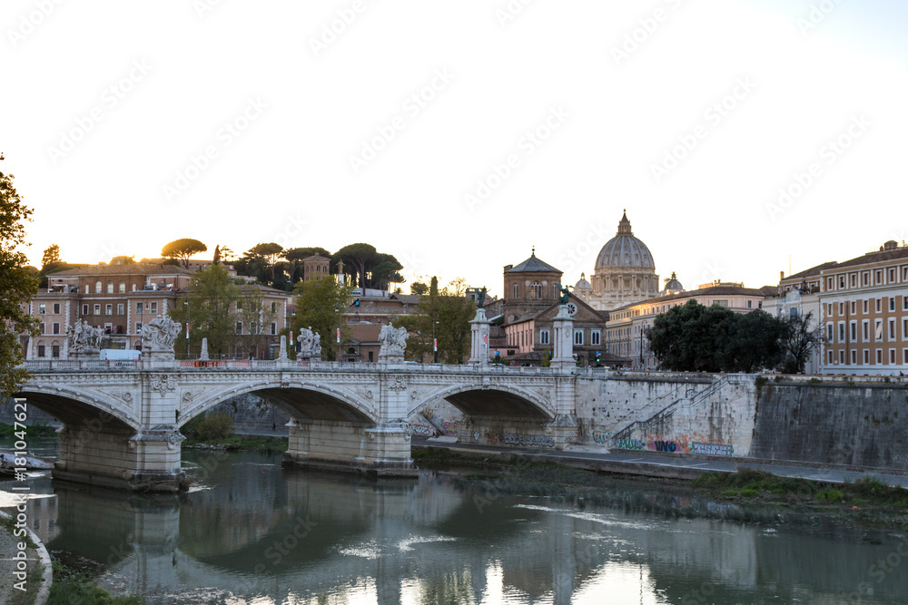 The Ponte Sant'Angelo bridge over the Tiber River