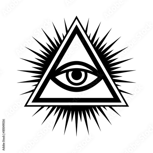 All-Seeing Eye of God (The Eye of Providence | Eye of Omniscience | Luminous Delta | Oculus Dei). Ancient mystical sacral symbol of Illuminati and Freemasonry.