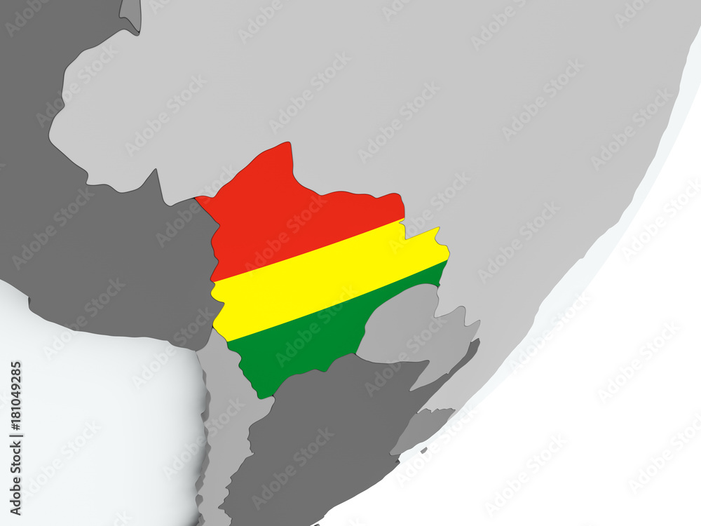 Fototapeta premium Flag of Bolivia on map