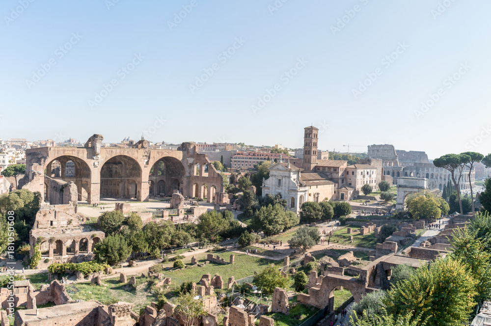 The Forum Romanum and Colosseum in Rome