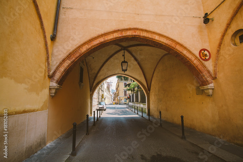 view of the European old town of Brescia in Italy pawnshop in summer. © Elizaveta