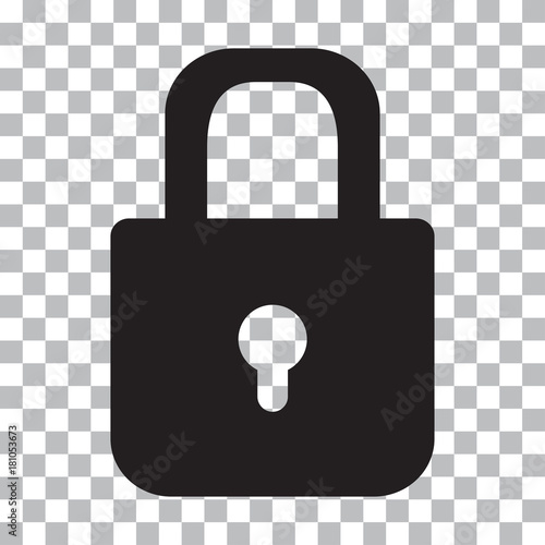 Black lock icon on a transparent background. Vector illustration
