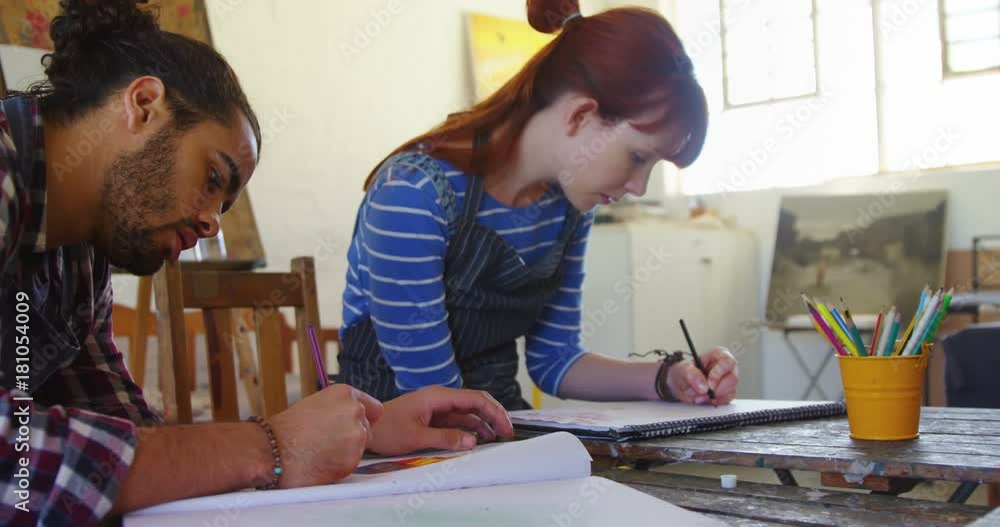 Artist drawing on canvas Artist drawing on canvas