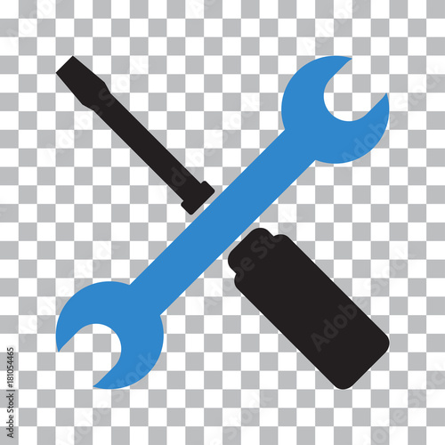 Setting tools icon. Black and blue objects on a transparent background. Vector illustration