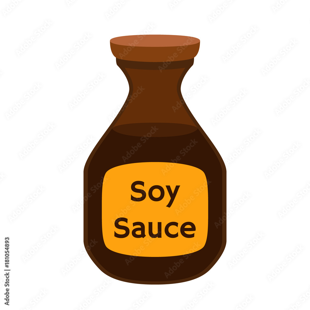 Soy sauce, japanese cuisine, condiment. Cartoon flat style. Vector illustration Soy sauce, japanese cuisine, condiment. Cartoon flat style. Vector illustration