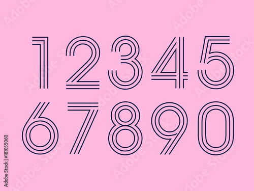 (Element) set of ten numbers form zero to nine, number flat design