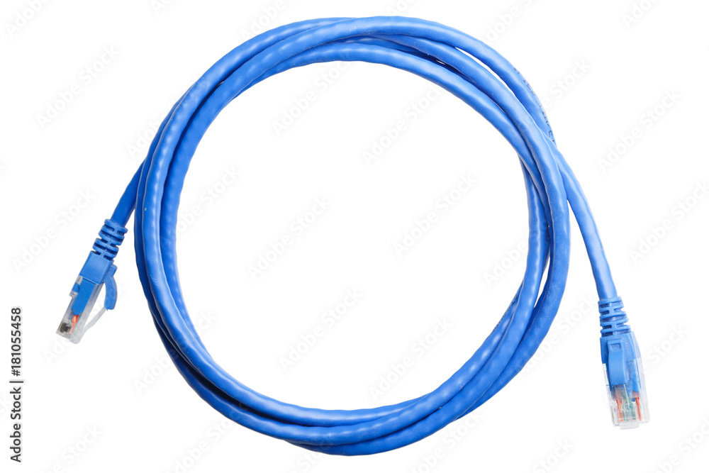 Blue patch cord isolated Blue patch cord isolated