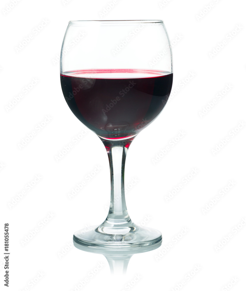 Wine glass with red wine. Isolated