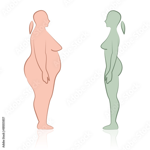 Face to Face Fat and Skinny Female Silhouettes