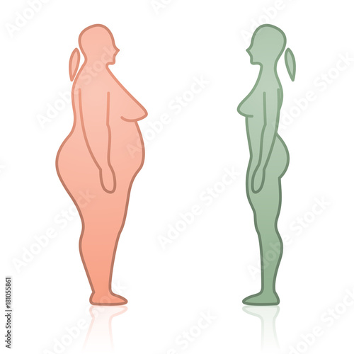 Face to Face Fat and Skinny Female Silhouettes