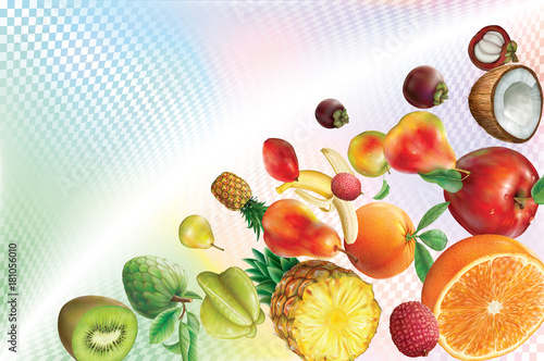 Fruits on a transparent volumetric background