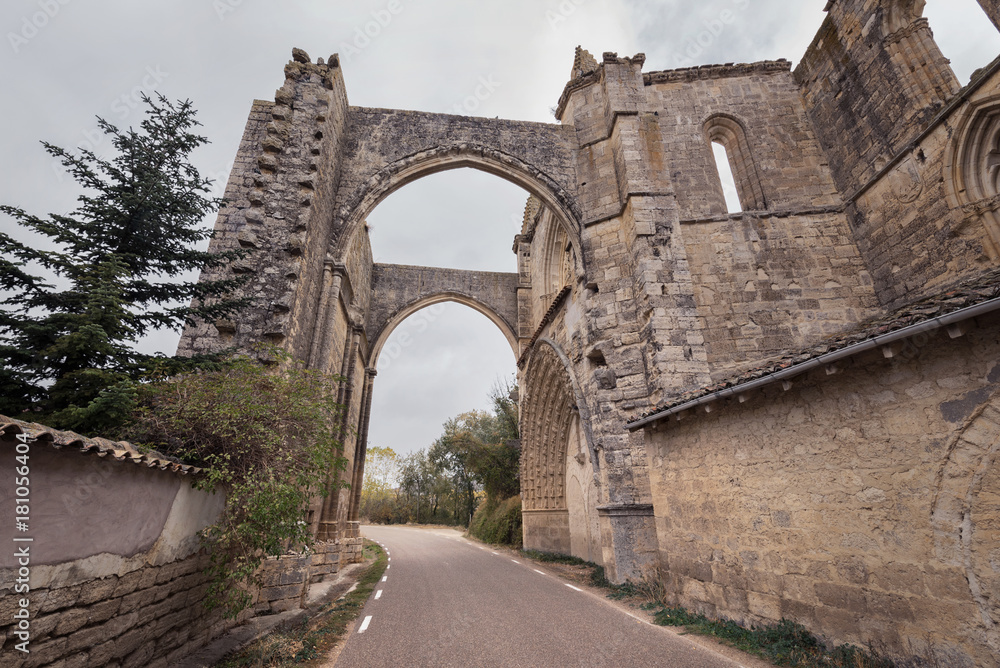 Ruins of San Anton monastery in Camino de Santiago, Burgos, Spain.