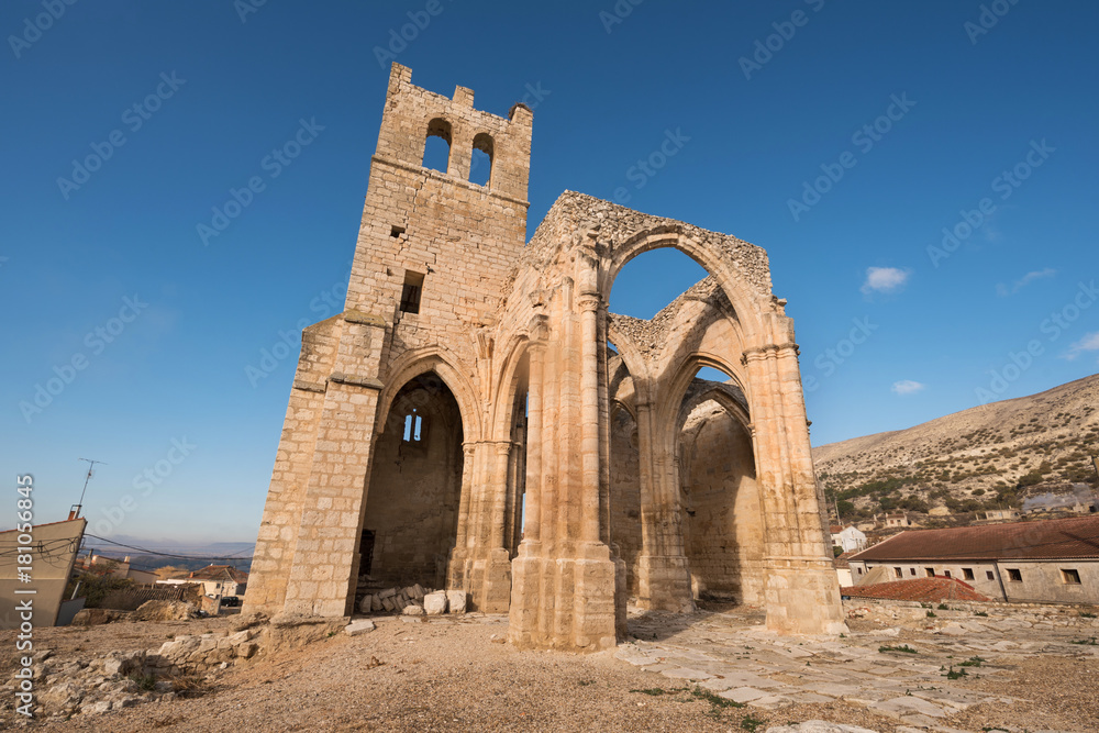 Ruins of abandoned church Santa Eulalia in Palenzuela, Palencia province, Spain.