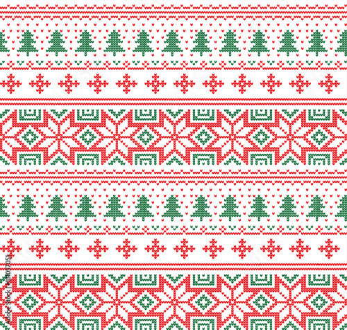 Winter festive Christmas knitted pattern woolen knitted