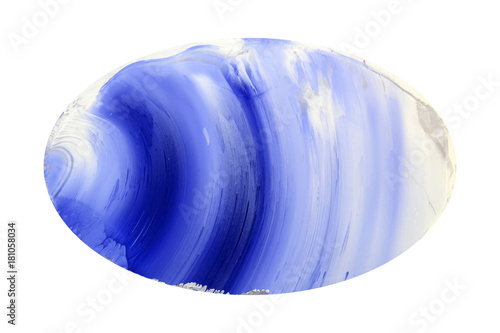 the movement of blue paint in the oval
