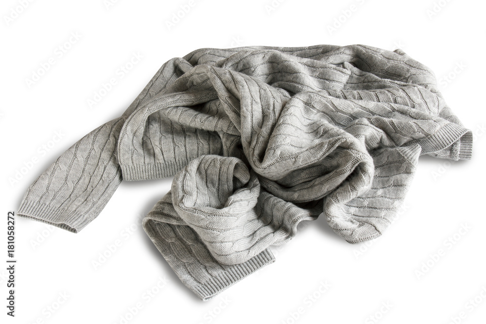 gray knitted pullover isolated on white background gray knitted pullover isolated on white background