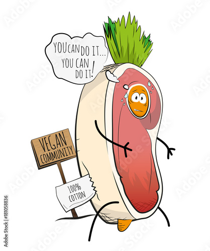 Steak custom for a runaway carrot vector illustration