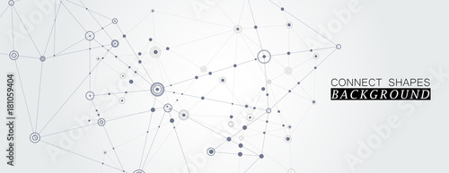 Geometric connected line and dots. Simple technology graphic background. Vector banner design