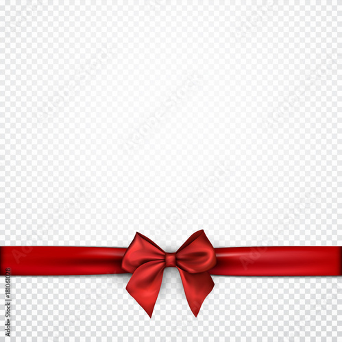 White holiday background with red bow.