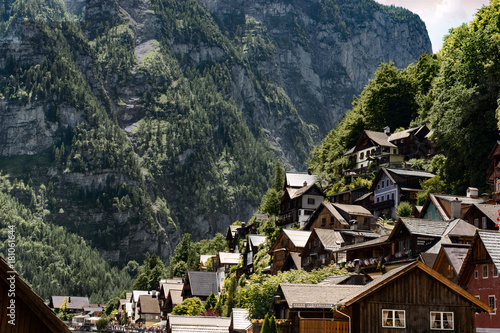 city of Hallstatt in Austria on a sunny day