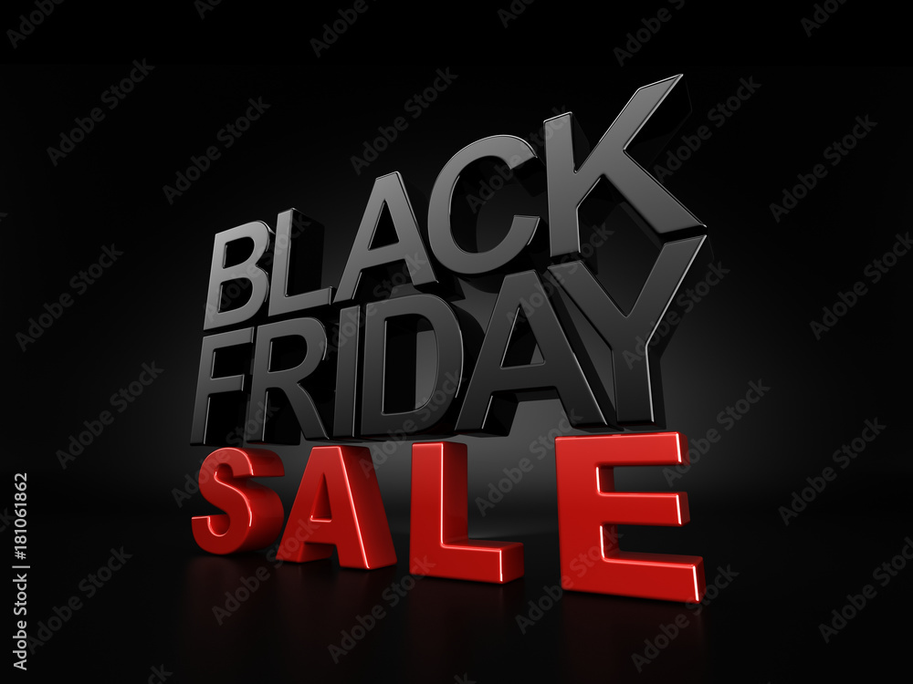 3d Rendering inscription Black Friday