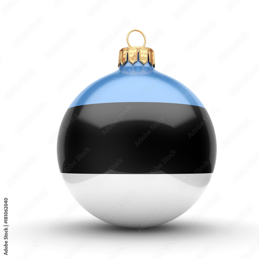 3D rendering Christmas ball with the flag of Estonia 3D rendering Christmas ball with the flag of Estonia