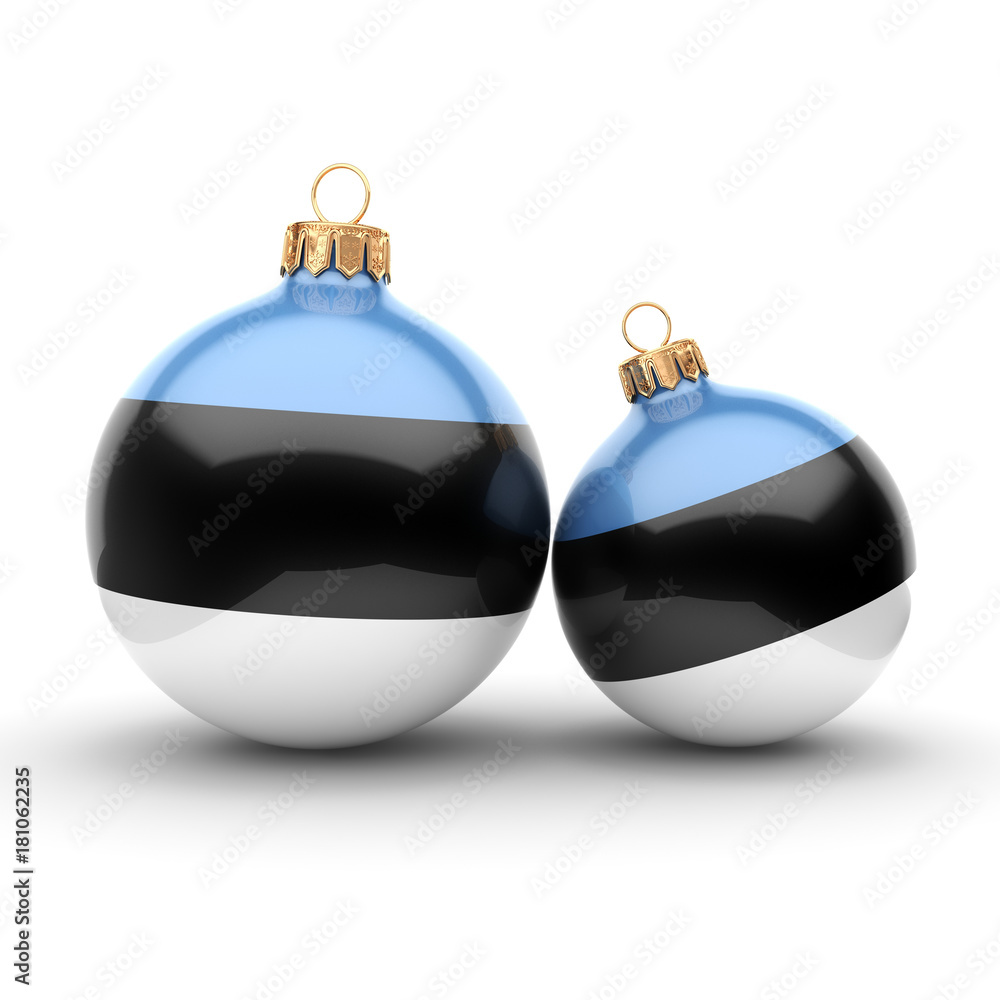 3D rendering Christmas ball with the flag of Estonia 3D rendering Christmas ball with the flag of Estonia