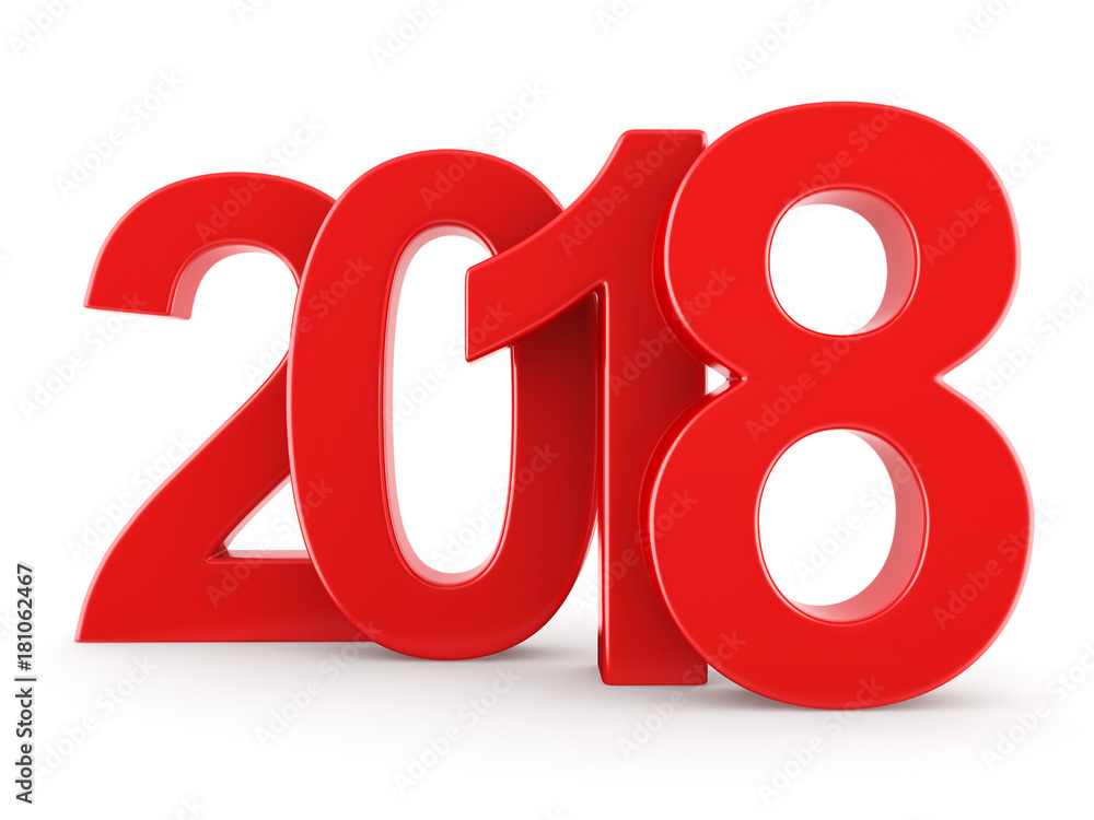 3D rendering 2018 New Year red digits 3D rendering 2018 New Year red digits
