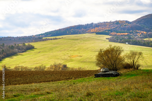world war II tanks on a field as a battle monument