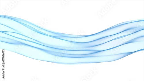 Abstract blue wave in the slow motion on the white background