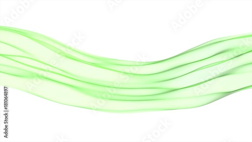 Abstract green wave in the slow motion on the white background