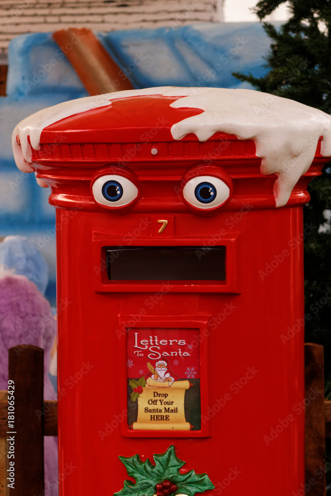 Mailbox, Yate, England – November 16, 2017: Christmas letter box near the Santas Grotto in Yate Shopping Centre