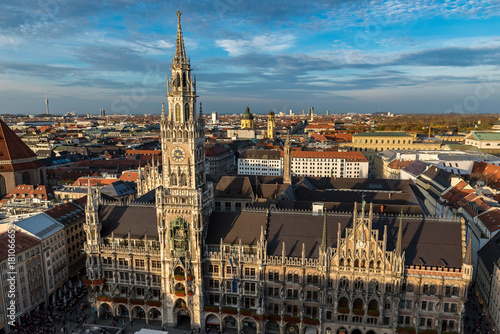 The town hall in Munich placed on the Marienplatz