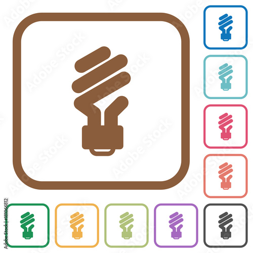 Energy saving fluorescent light bulb simple icons
