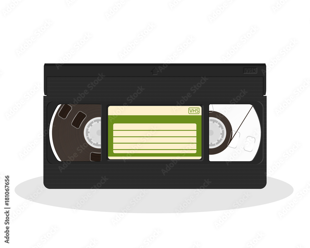 Fototapeta premium Vintage video cassette isolated on a white background. Retro style movie storage icon.