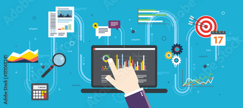 Concept of financial investment, analytics with growth report.