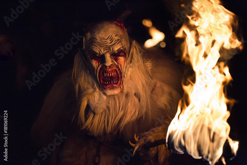  Krampus during the traditional festival., Tarvisio, Julian alps, Italy photo