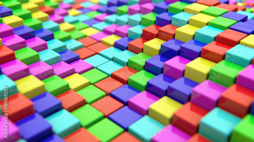 Abstract background of colored cubes. 3d rendering