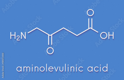 d-aminolevulinic acid (ALA) drug molecule. Used in diagnosis and treatment (photodynamic therapy) of cancer. Skeletal formula. photo