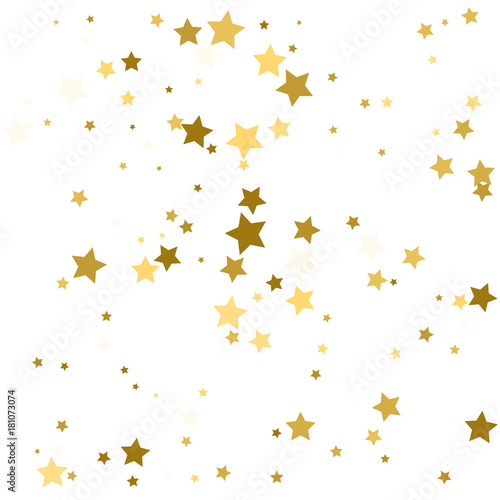 Abstract background with many falling gold stars confetti. vector background