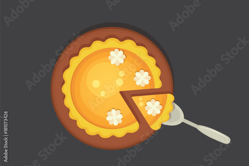 berry and pumpkin pie vector icon isolated. Thanksgiving Day illustration