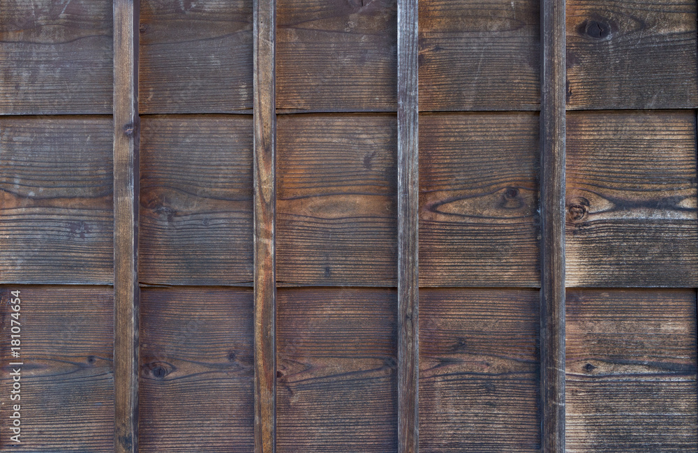 Old natural traditional japanese brown pine tile wooden texture wall as  texture or background Stock 写真 | Adobe Stock