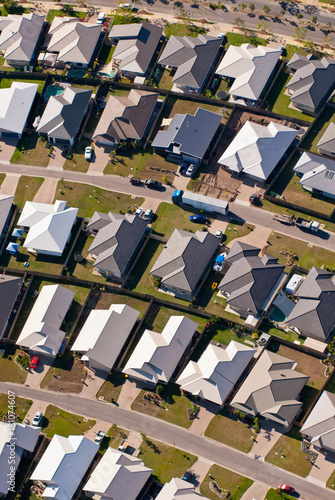 Aerial photograph of suburban housing