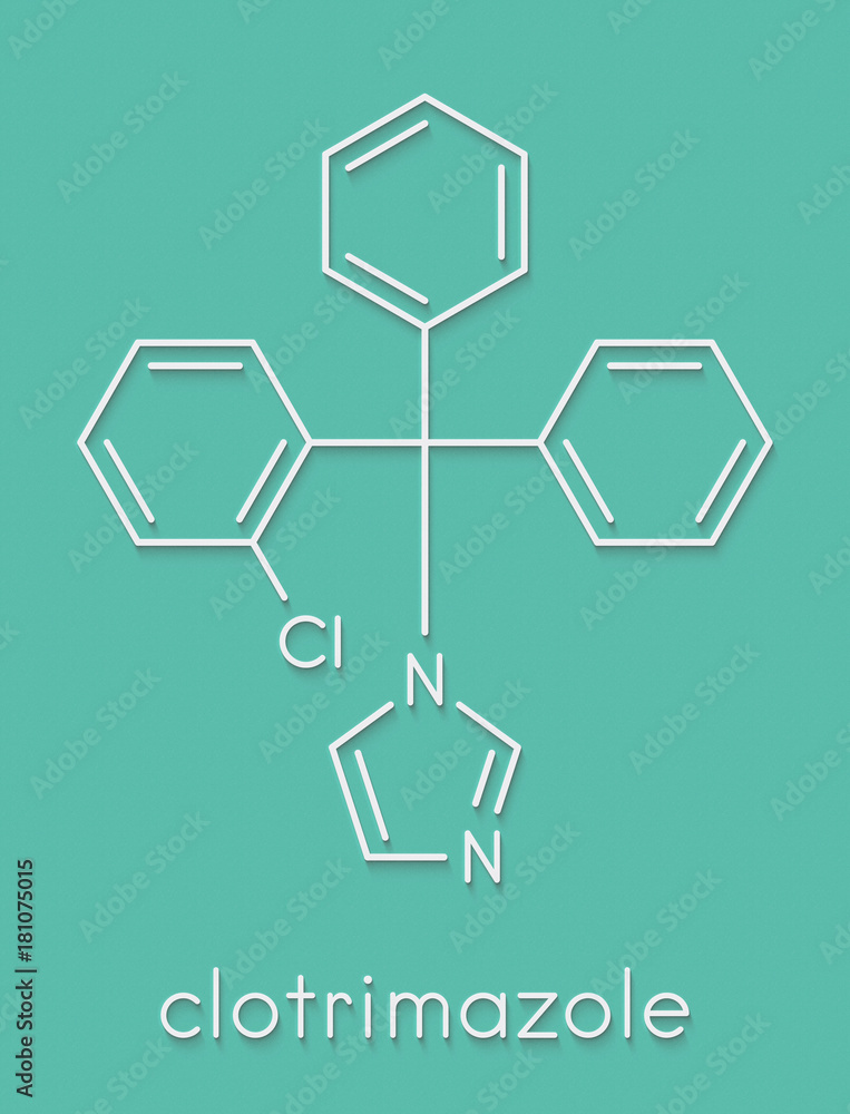 Clotrimazole antifungal drug molecule. Used in treatment of athlete's ...