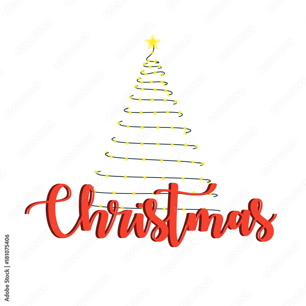 Christmas Tree With Lights Garland Vector Illustration Art Isolated Christmas Tree With Lights Garland Vector Illustration Art Isolated