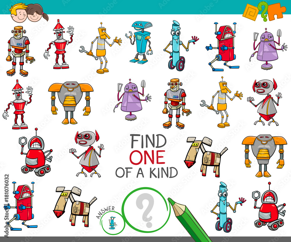 Fototapeta premium one of a kind game with robots fantasy characters