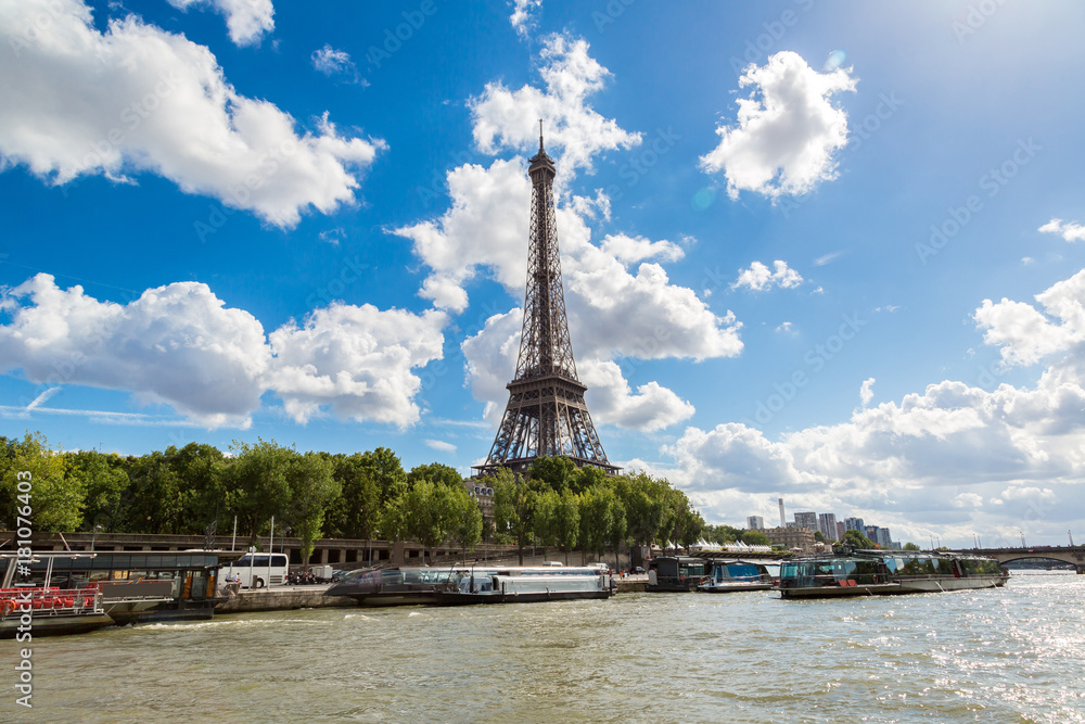 Seine and Eiffel tower  in Paris