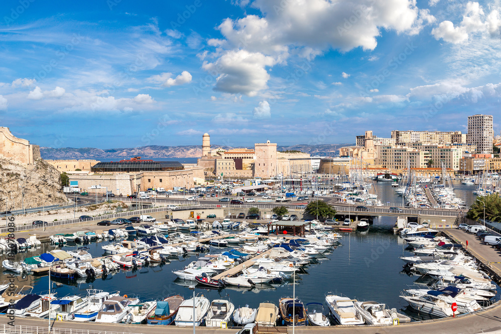Saint Jean Castle  and the Vieux port in Marseille