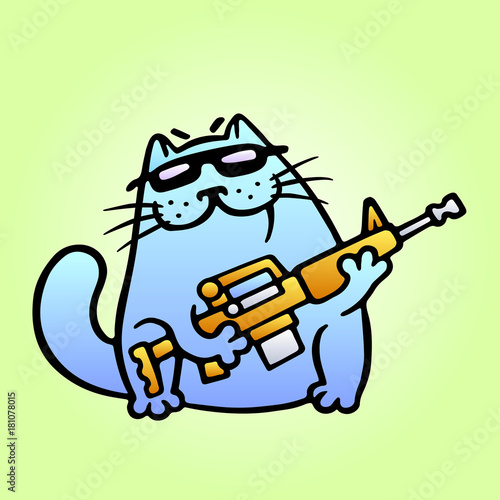 Cat the mercenary professional will carry out the task of any complexity. Vector Illustration.
