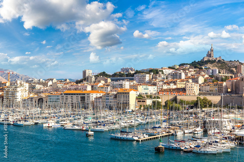 Wallpaper Mural Notre Dame de la Garde and olf port in Marseille, France Torontodigital.ca
